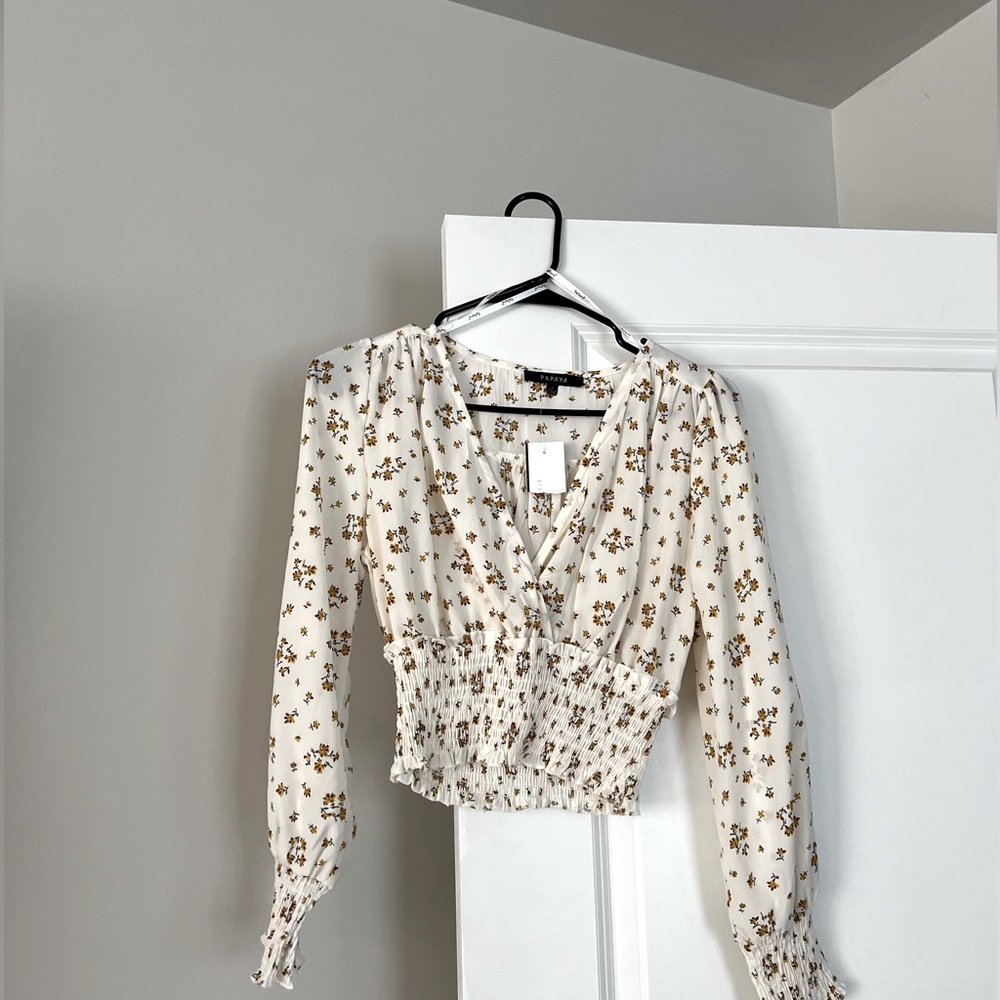 White Floral Crop Top